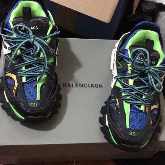 Balenciaga Track Logo Detailed Leather Mesh And Rubber